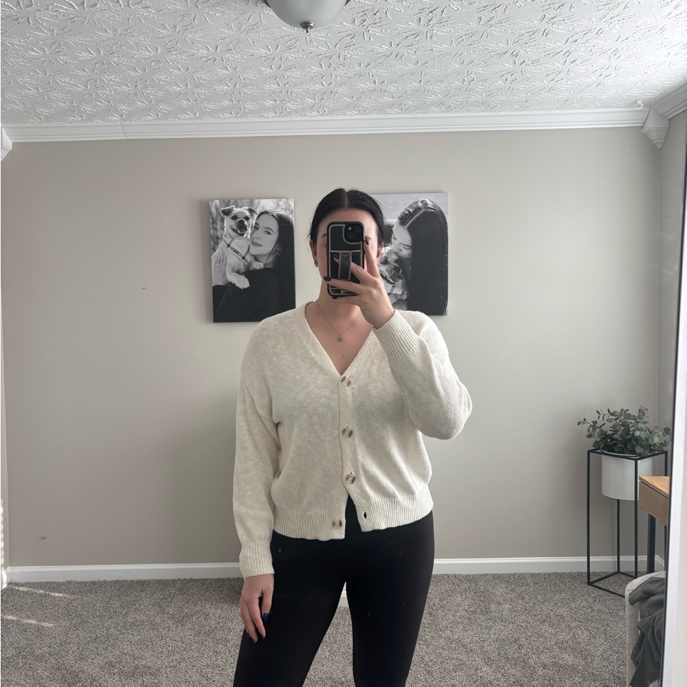Women's Cream Cardigan Sweater